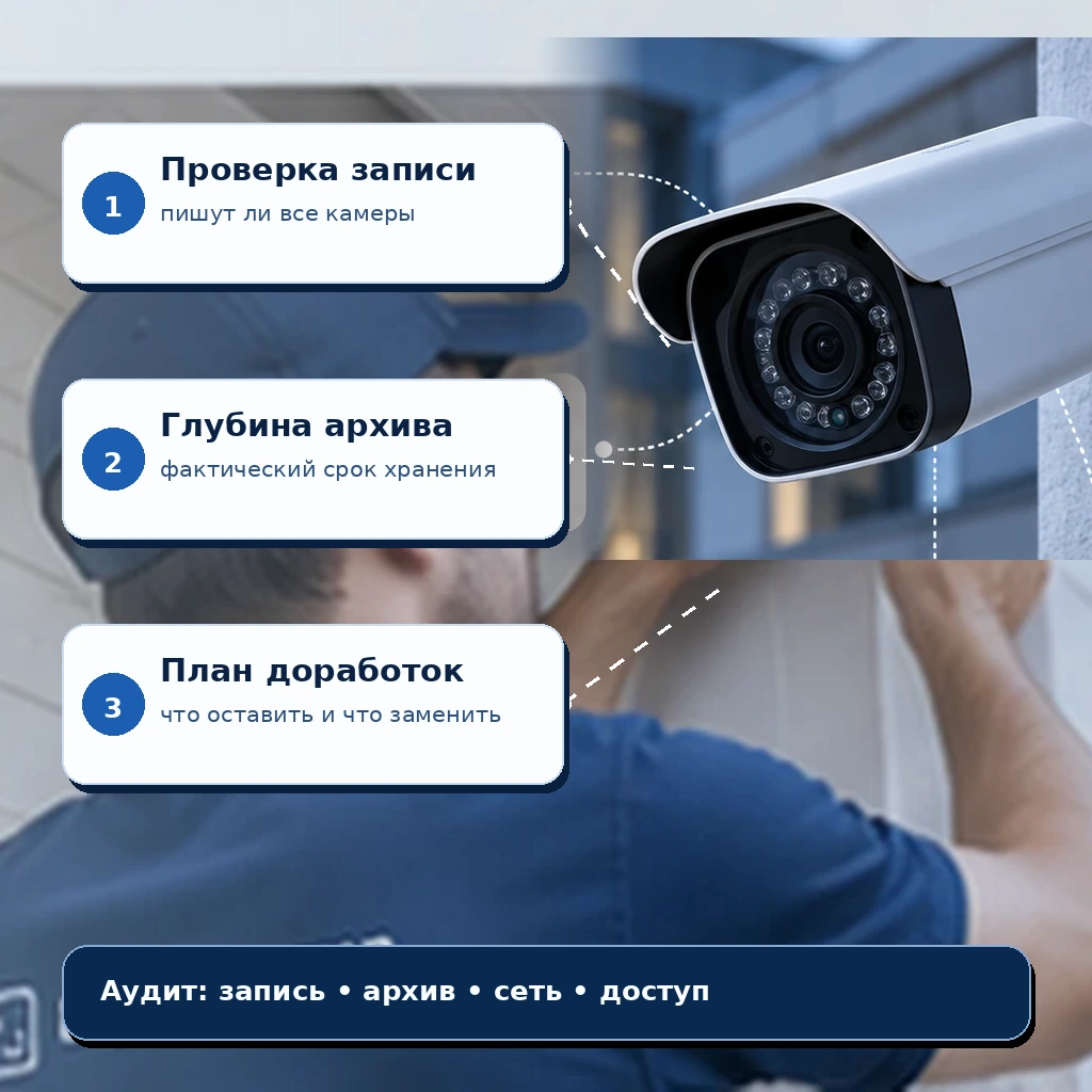 Иллюстрация первого экрана: Аудит существующей системы видеонаблюдения