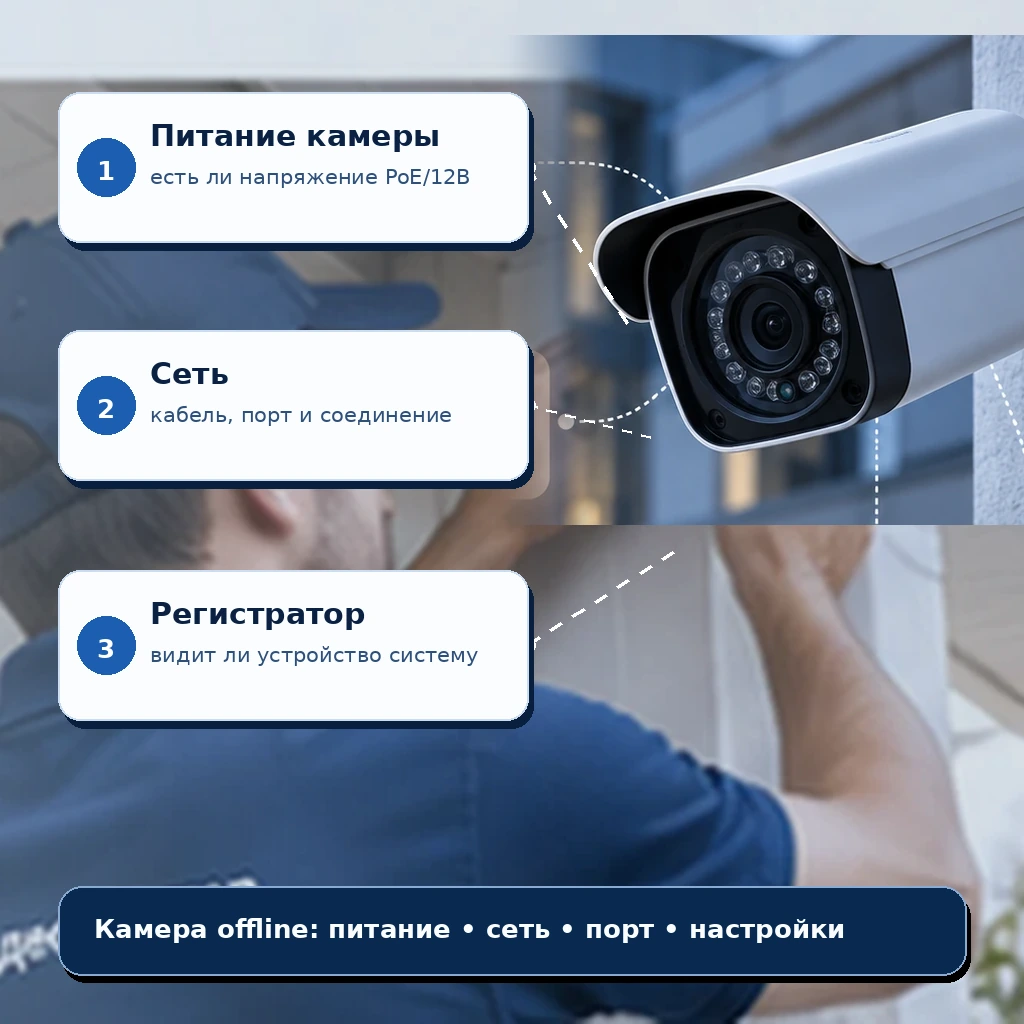 Иллюстрация первого экрана: Камера видеонаблюдения offline: где искать причину
