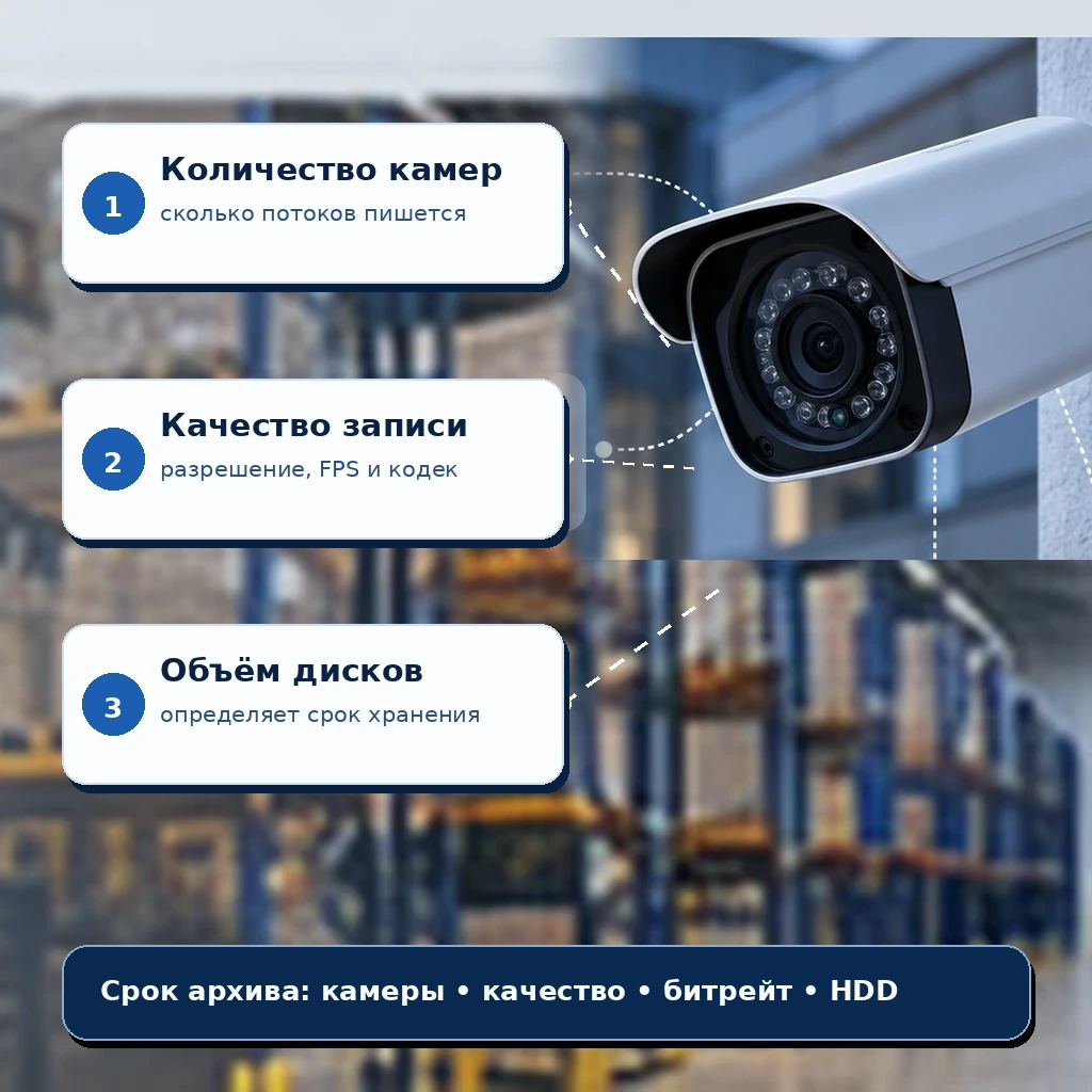 Иллюстрация первого экрана: Сколько хранится запись видеонаблюдения