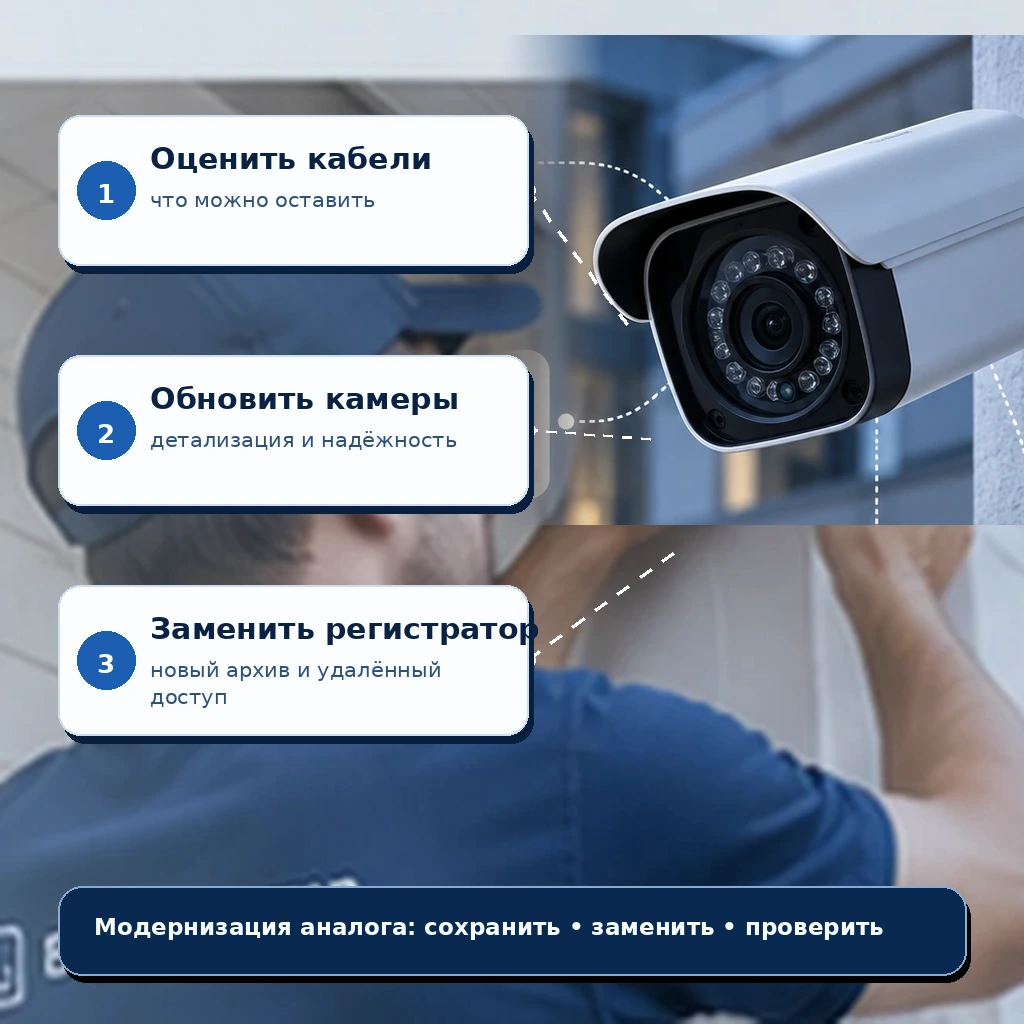 Иллюстрация первого экрана: Замена старых аналоговых камер: три сценария