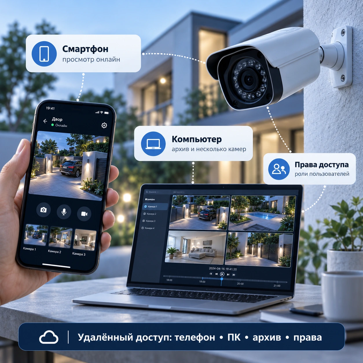 Удалённый доступ к видеонаблюдению: смартфон, ПК и права доступа